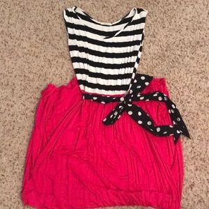 Stripped Top, Pink Long Maxi Dress Size L